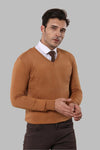 V Neck Brown Sweater - Wessi