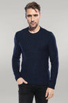 Maglione blu navy con scollo a cerchio fantasia | Wess