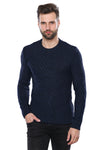 Patterned Circle Neck Navy Sweater | Wessi