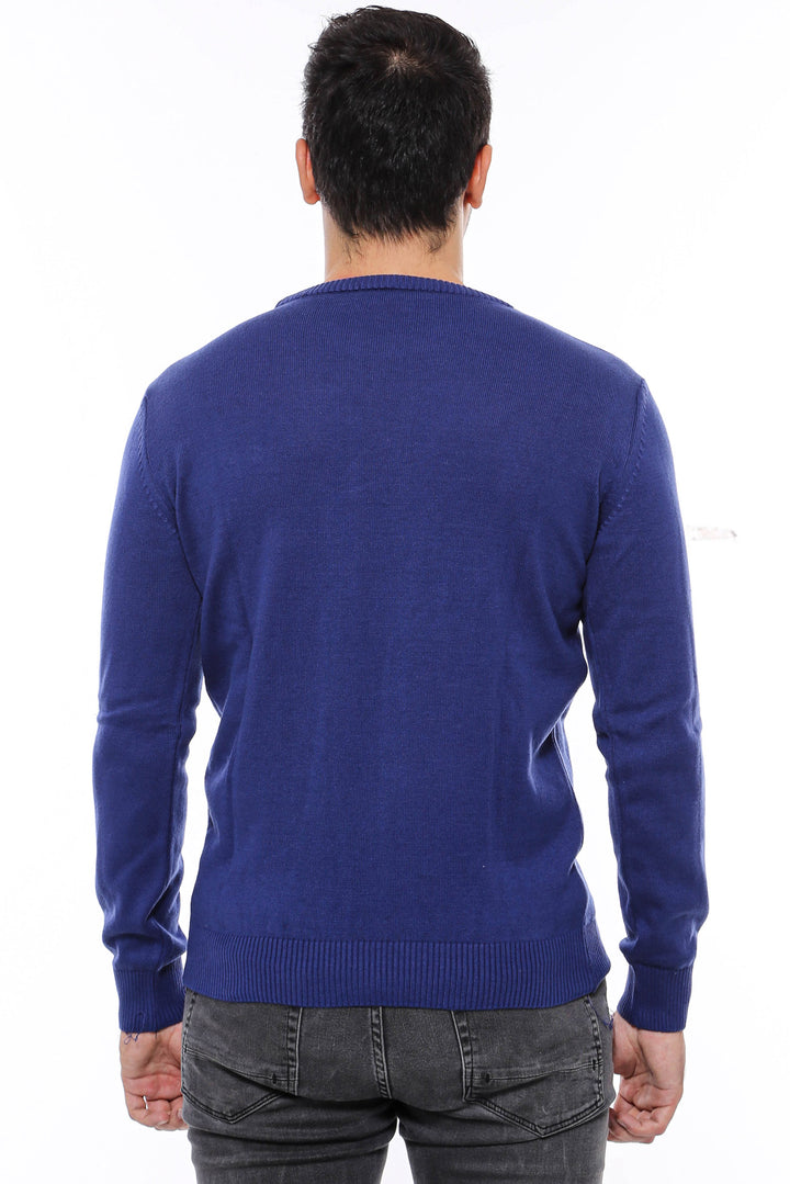 Maglieria semplice ricamata girocollo blu navy - Wessi