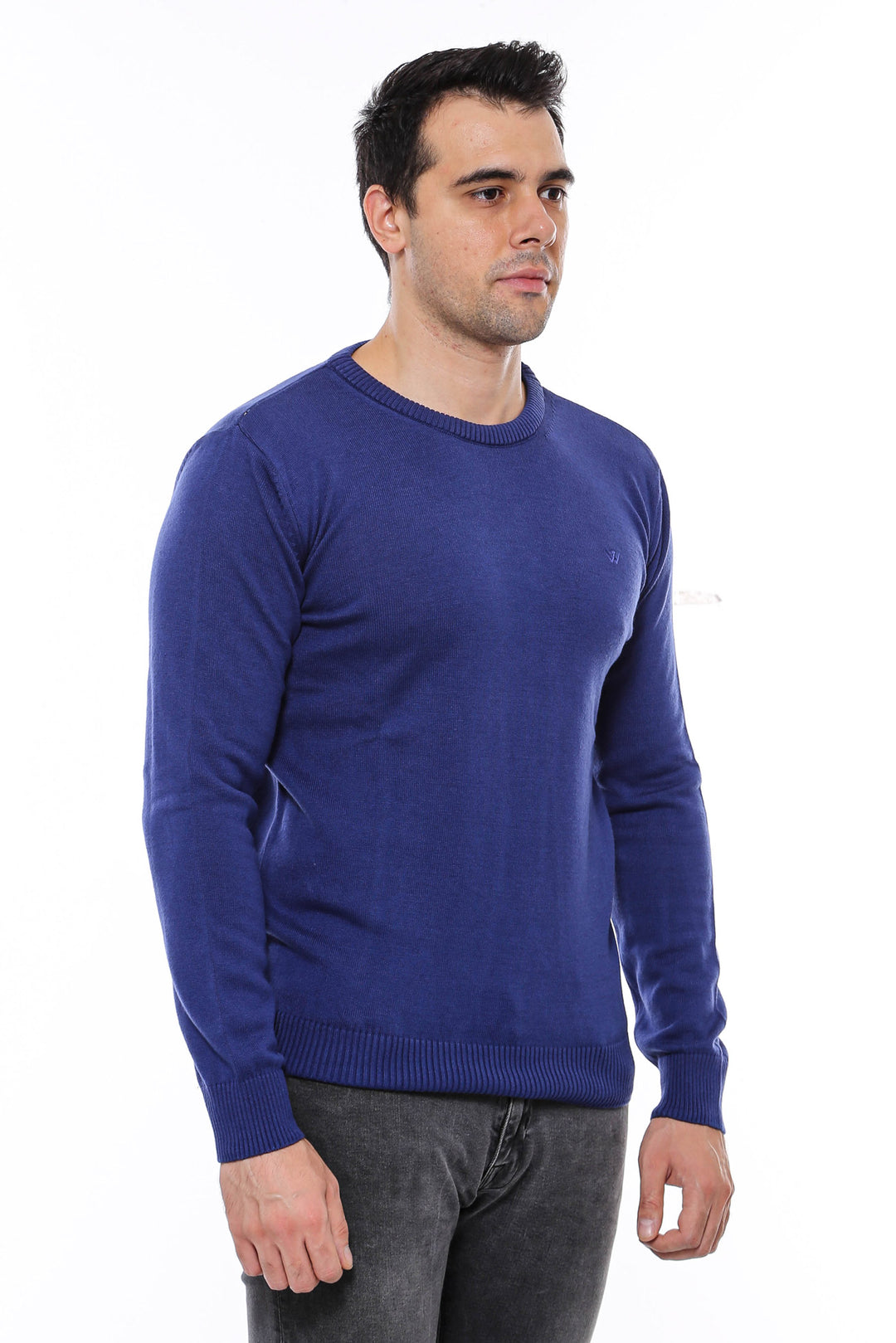 Maglieria semplice ricamata girocollo blu navy - Wessi