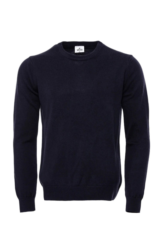 Navy Blue Crew Neck Sweater - Wessi