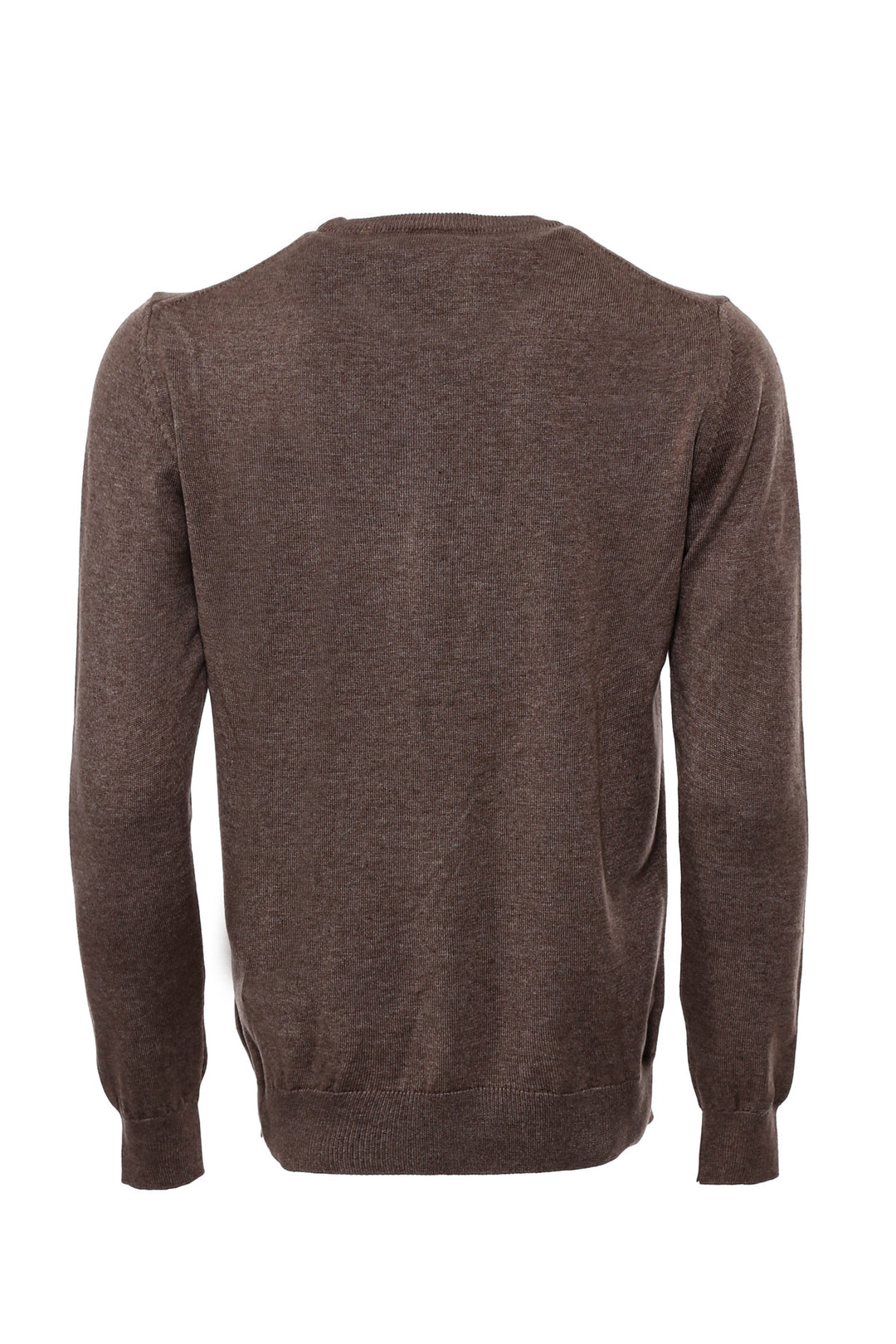 Brown Crew Neck Men Sweater - Wessi