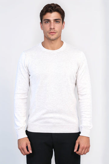 Beige Crew Neck Sweater - Wessi