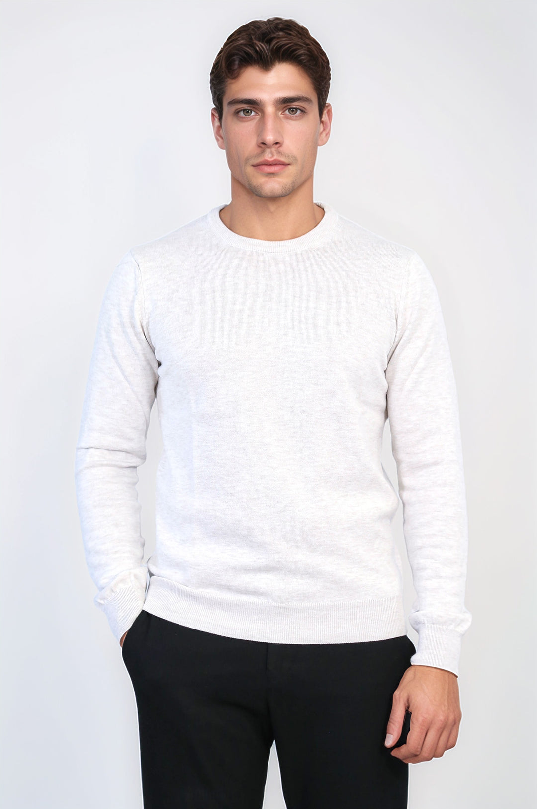 Beige Crew Neck Sweater - Wessi