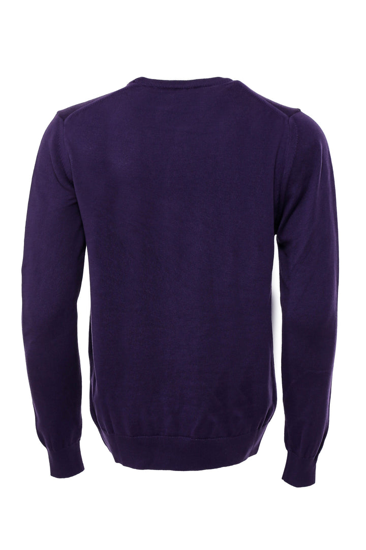 Pull Col Rond Manches Longues Uni Violet Homme - Wessi