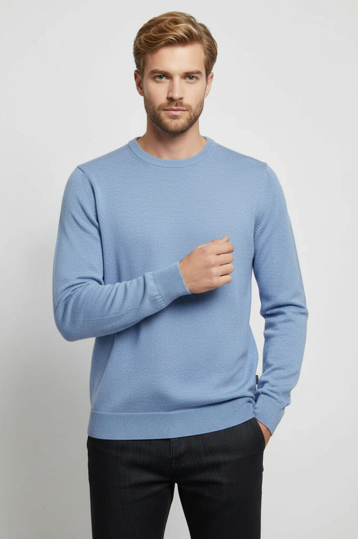Blue Crew Neck Sweater - Wessi