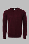 Crew Neck Plain Long Sleeves Burgundy Men Sweater - Wessi