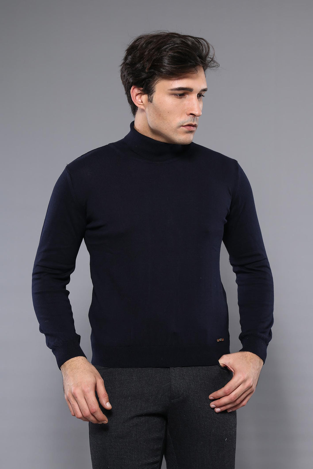 Turtleneck Navy Blue Men Sweater | Wessi