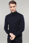Suéter azul marino de cuello alto para hombre | wess