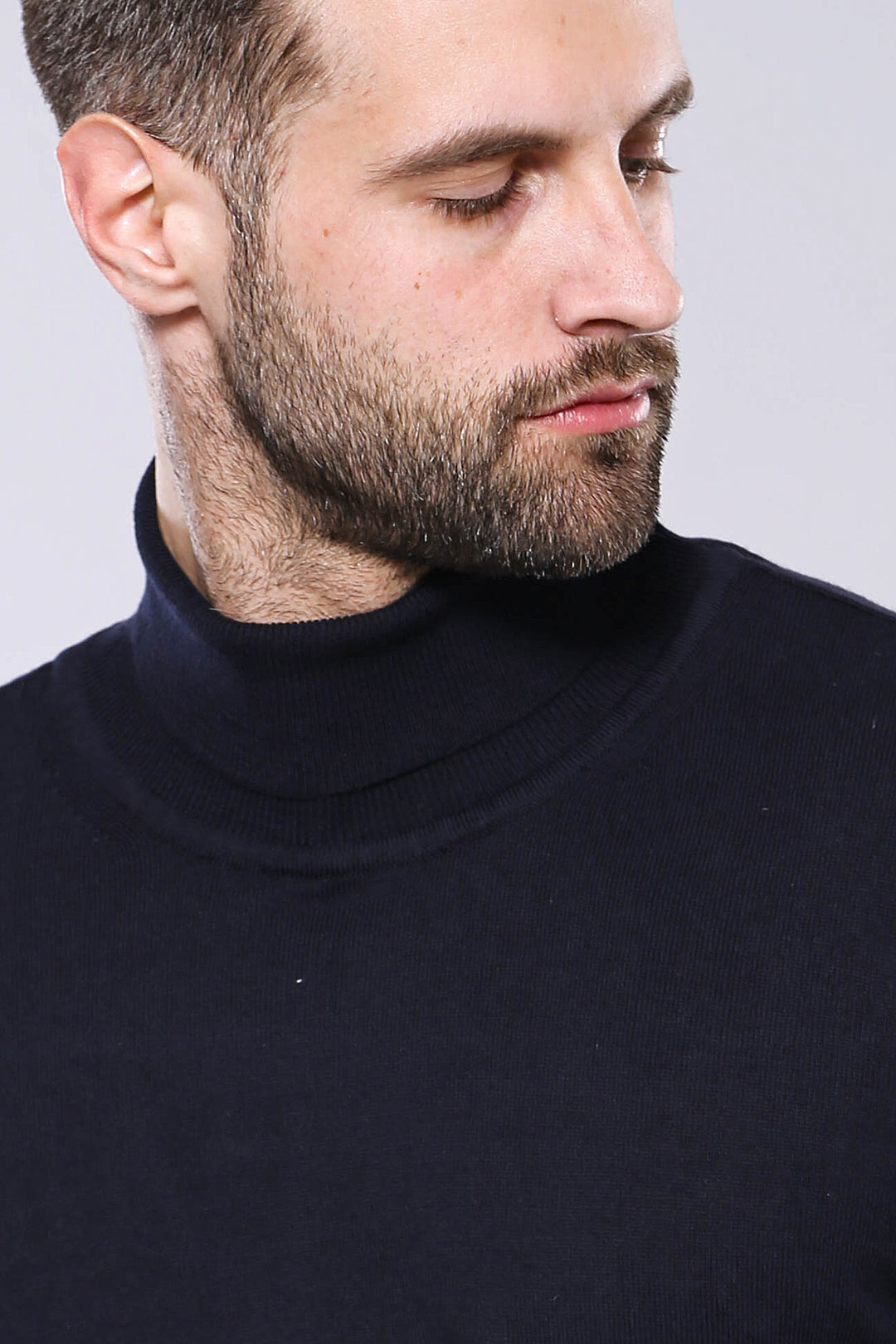 Maglione da uomo blu navy a collo alto | Wess