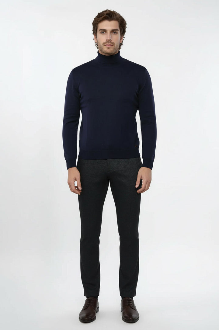 Turtleneck Navy Blue Sweater | Wessi