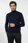 Pull col roulé bleu marine | Wess