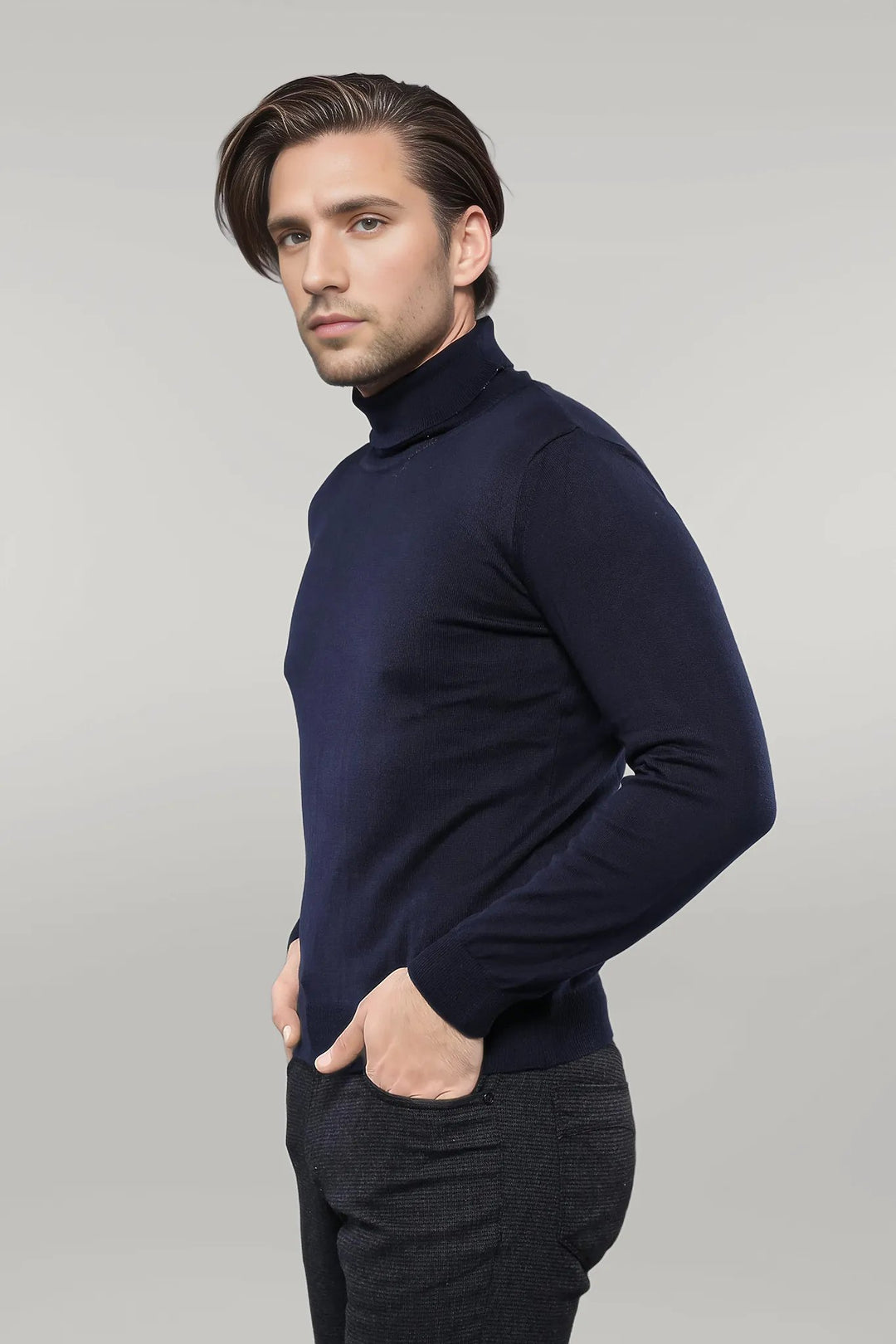 Turtleneck Navy Blue Sweater | Wessi