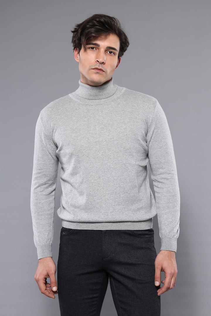 Suéter de cuello alto gris para hombre - Wessi