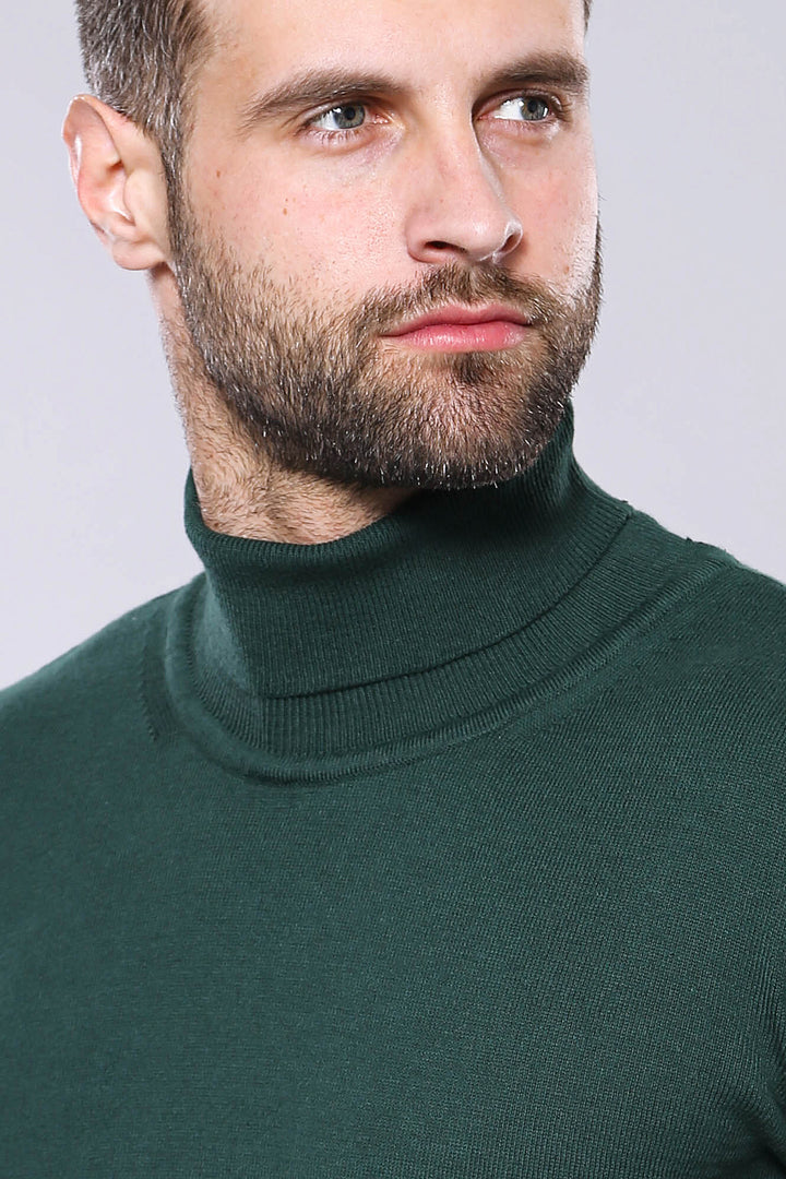 Turtleneck Green Men Sweater - Wessi