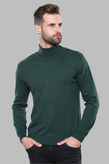 Turtleneck Green Men Sweater - Wessi