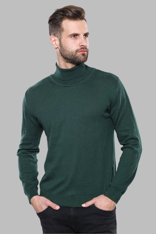 Turtleneck Green Men Sweater - Wessi