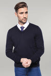 V Neck Navy Blue Sweater | Wessi