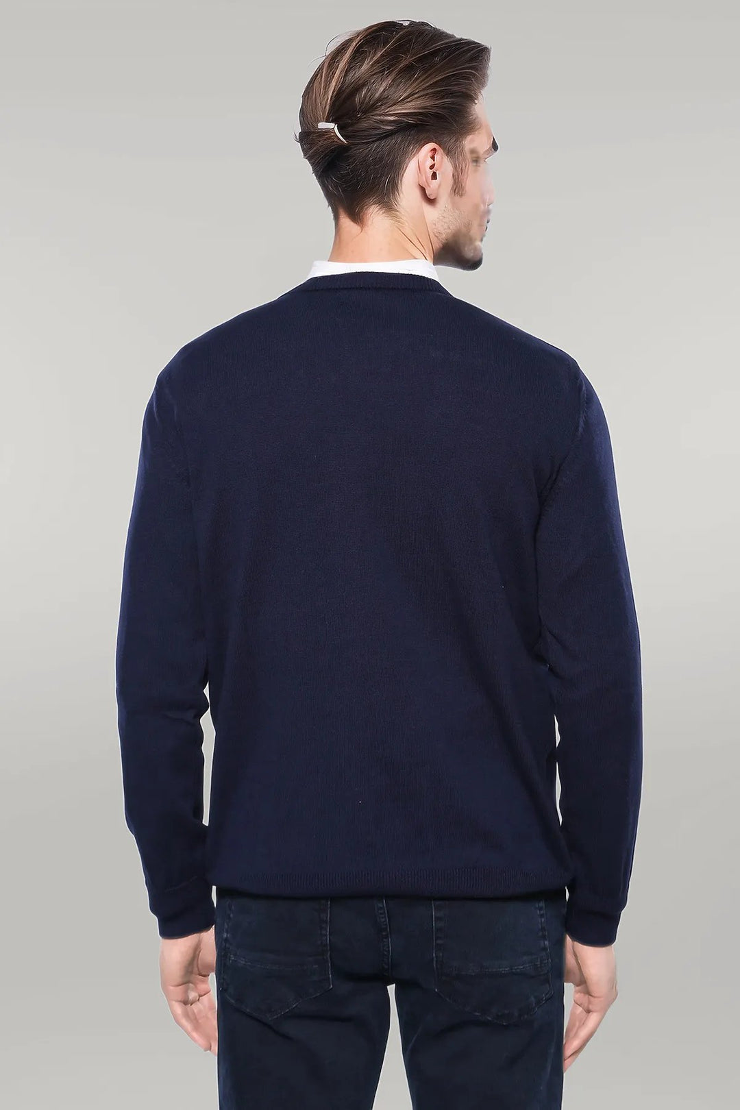 V Neck Dark Blue Knitwear | Wessi