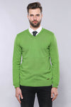 V Neck Dark Green Sweater | Wessi