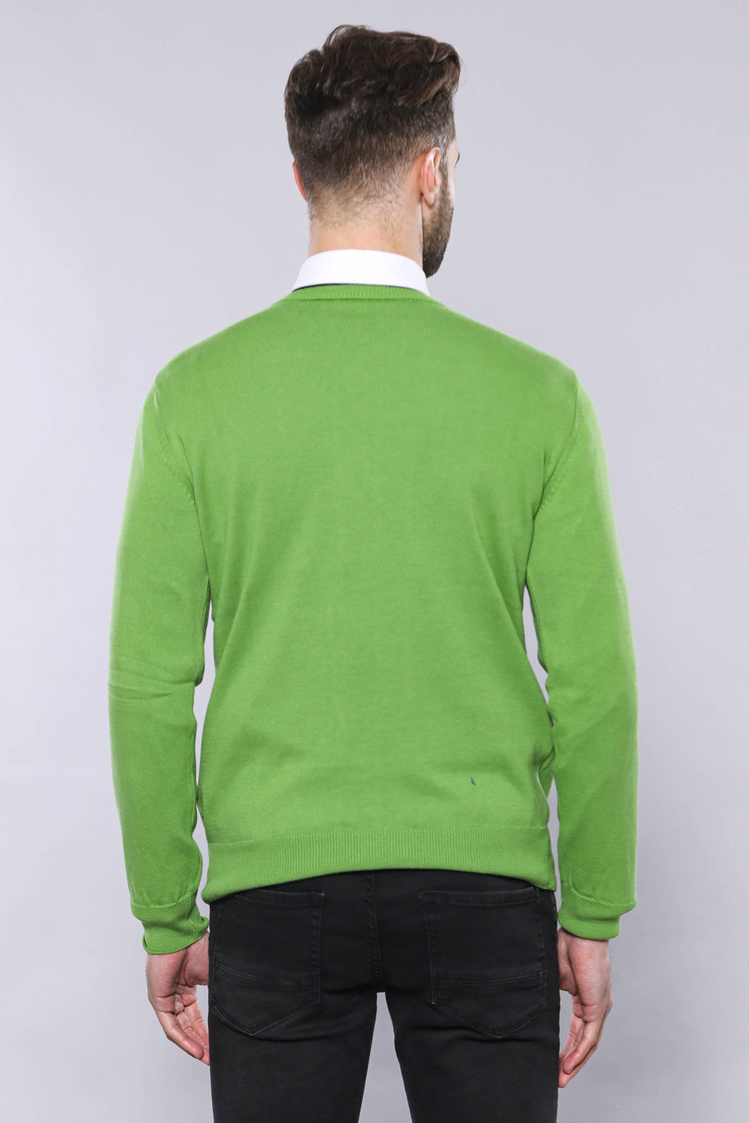 V Neck Dark Green Sweater | Wessi