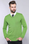 V Neck Dark Green Sweater | Wessi