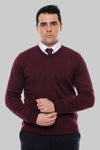 V Neck Burgundy Men's Knitwear - Wessi