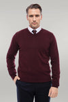 V Neck Burgundy Men's Knitwear - Wessi