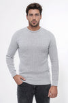 Circle Neck Patterned Light Grey Men Knitwear - Wessi