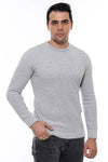 Circle Neck Patterned Light Grey Men Knitwear - Wessi