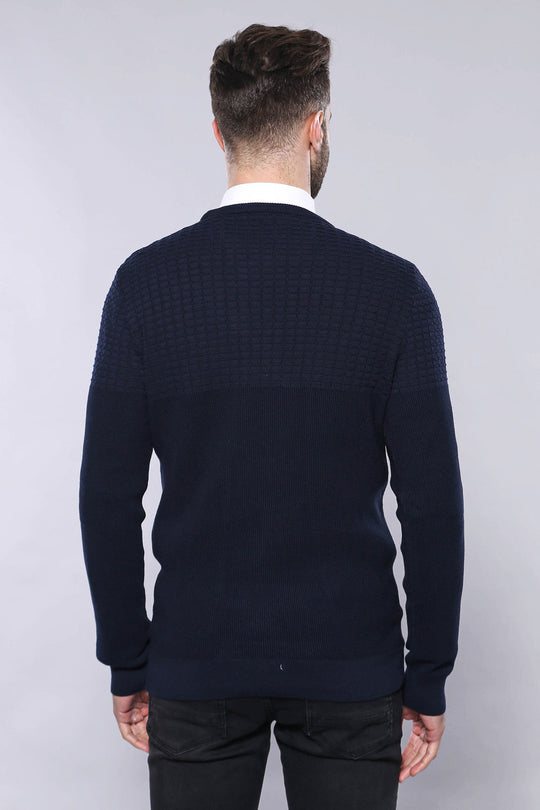 Maglione blu navy con scollo a cerchio - Wessi
