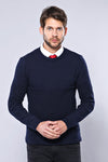 Circle Neck Navy Sweater - Wessi