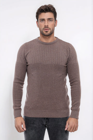 Tricots pour hommes en vison à motifs à col rond - Wessi