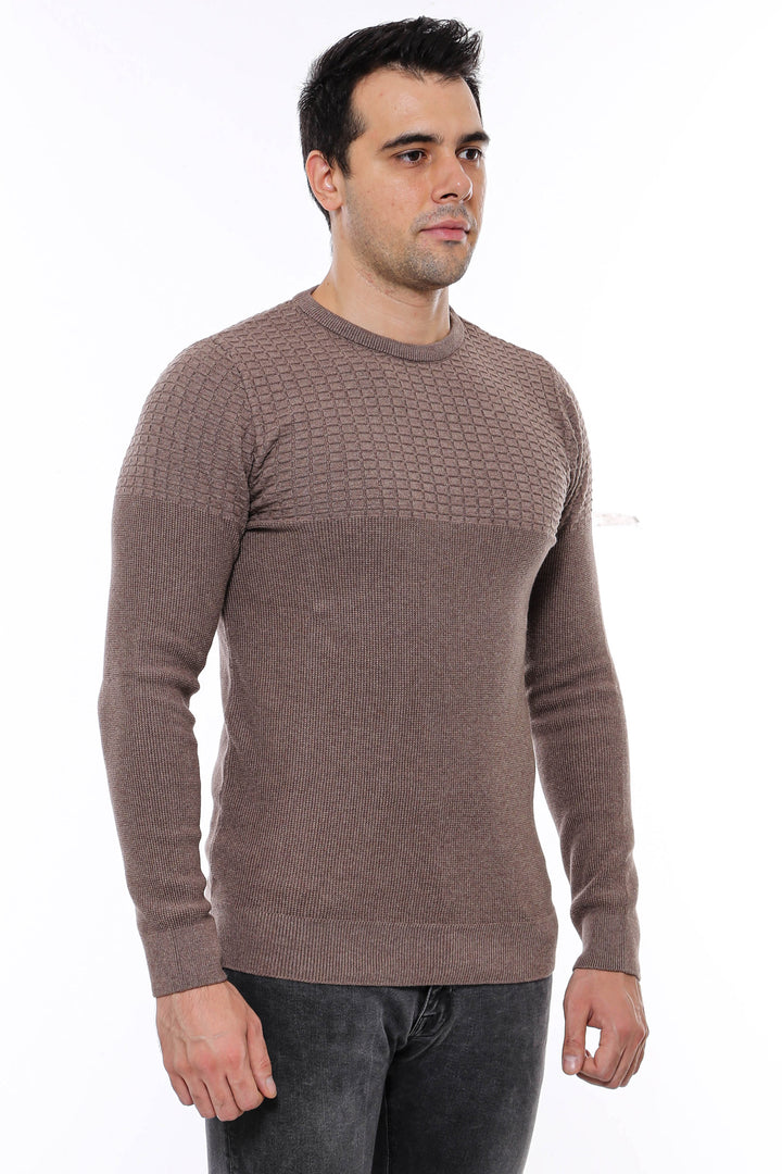 Tricots pour hommes en vison à motifs à col rond - Wessi