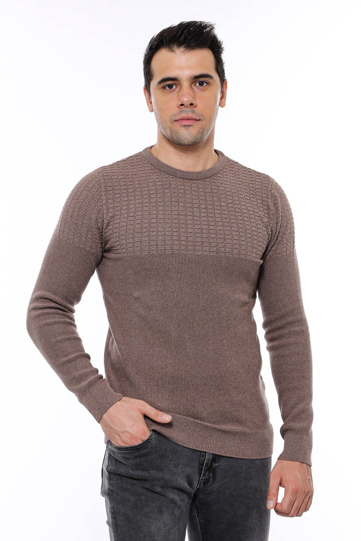 Tricots pour hommes en vison à motifs à col rond - Wessi