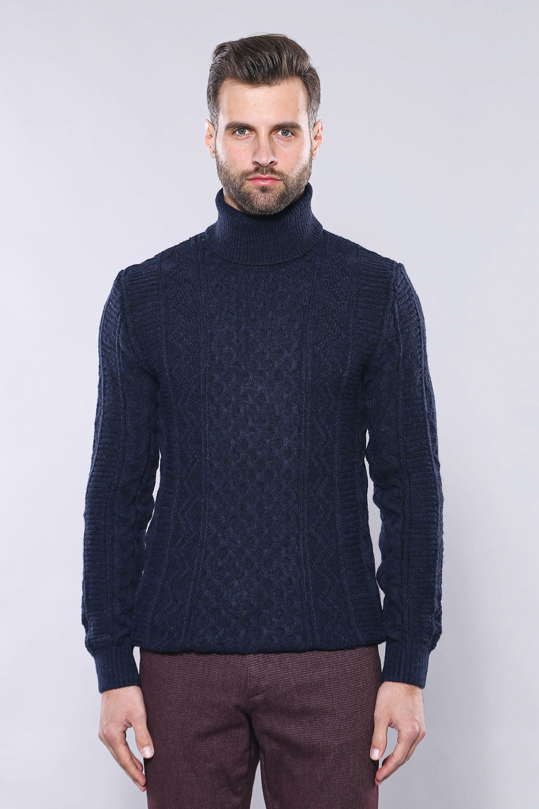 Maglieria dolcevita fantasia blu scuro - Wessi