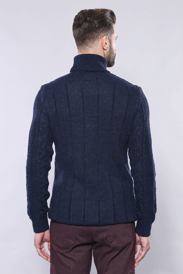 Maglieria dolcevita fantasia blu scuro - Wessi