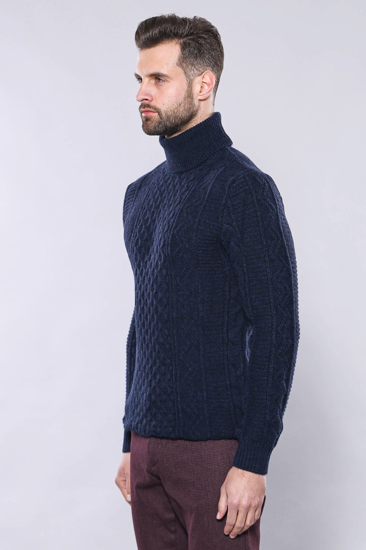 Maglieria dolcevita fantasia blu scuro - Wessi