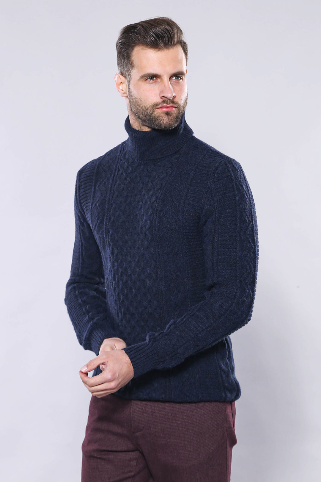 Maglieria dolcevita fantasia blu scuro - Wessi