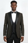 Black Gold Rhinestone Stripe Peak Lapel Tuxedo Suit – Wessi