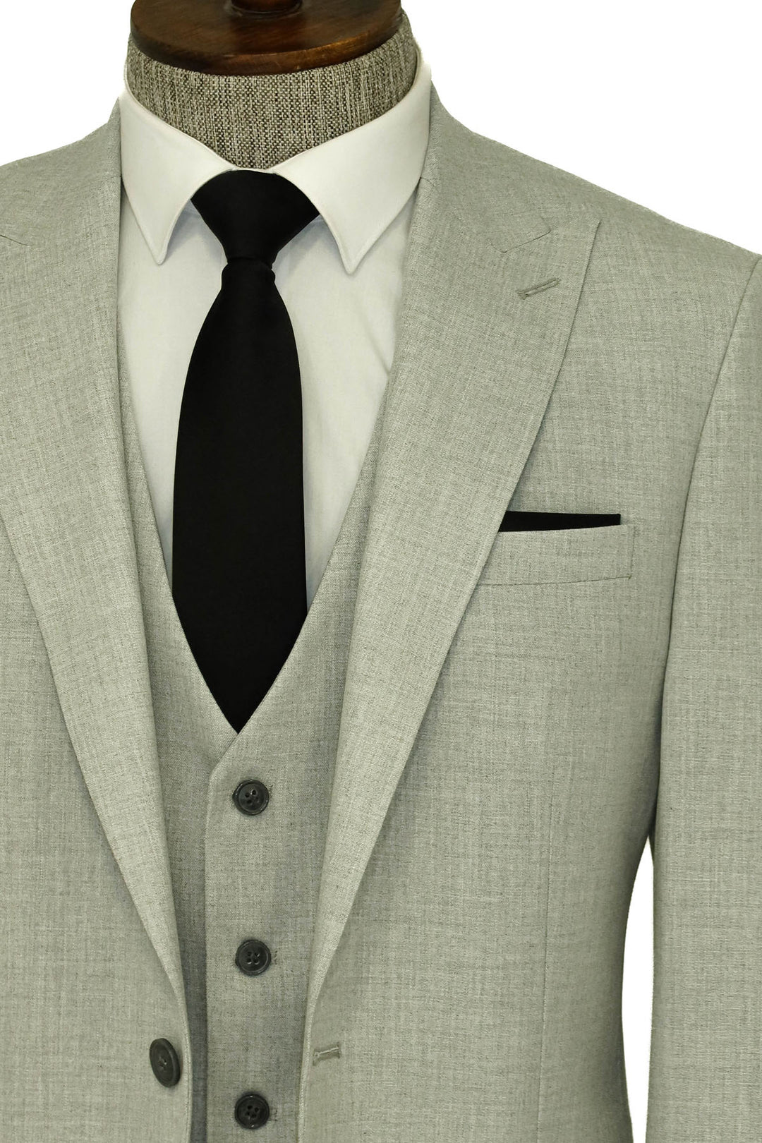 Three Piece Slim Fit Single Button Grey Men Suit