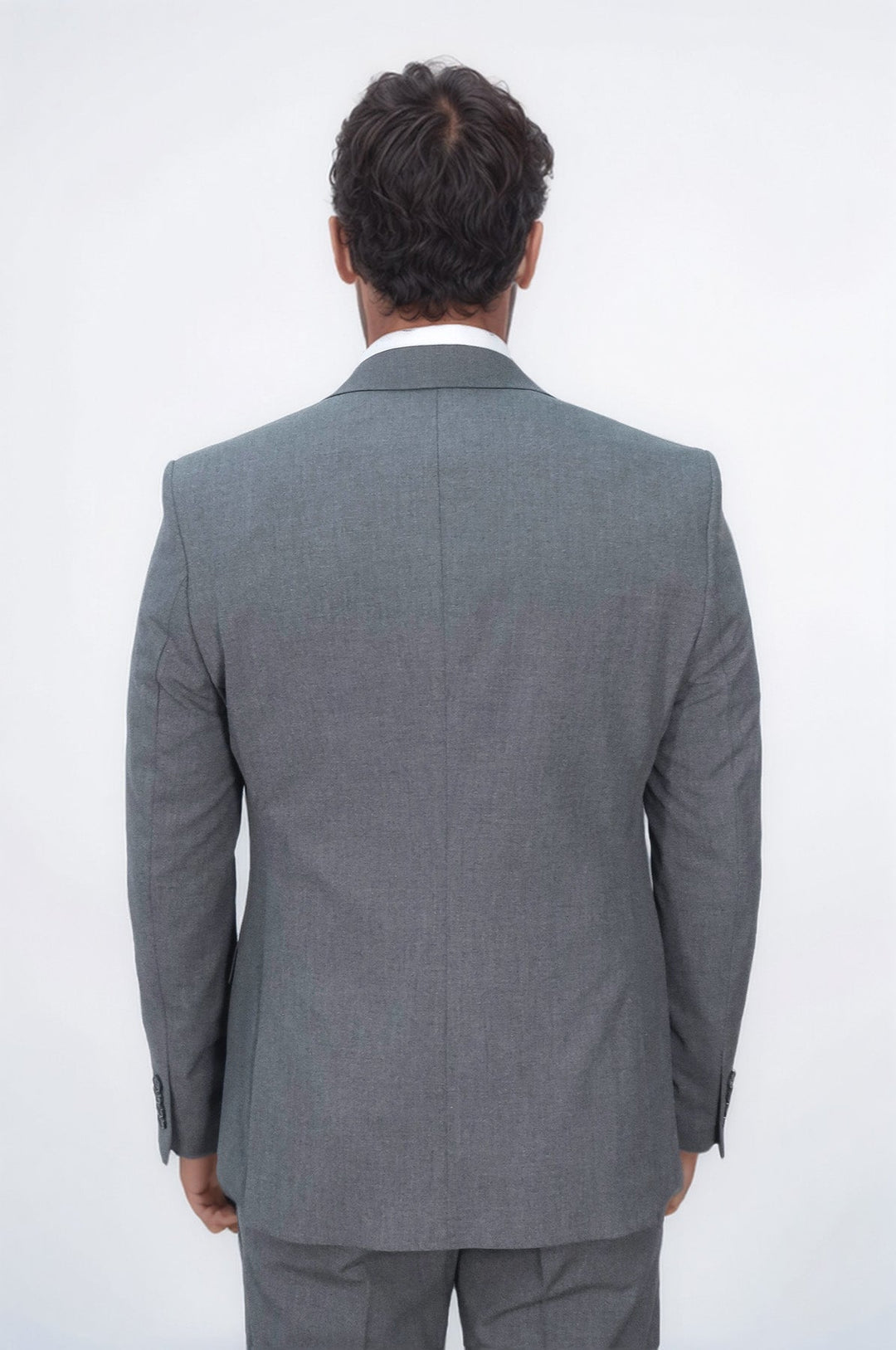 Abito da uomo grigio a tre pezzi slim fit con bottone singolo