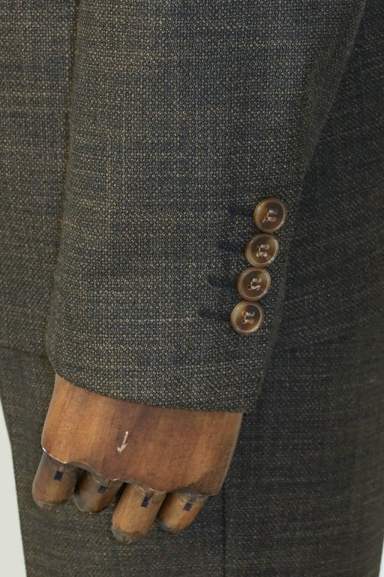 Traje de hombre 3 piezas caqui con solapa de pico y un solo botón - Wessi