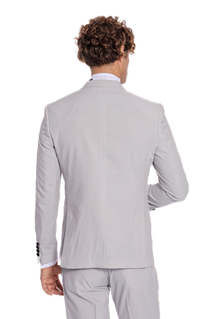 Esmoquin Hombre Gris Con Solapa Terciopelo Estampado - Wessi