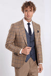 Traje hombre slim fit cuadros estampado marrón - Wessi
