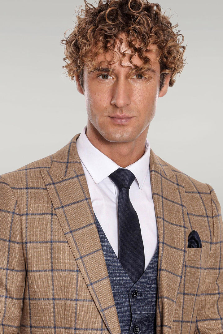 Costume Homme Marron à Motifs Coupe Slim - Wessi
