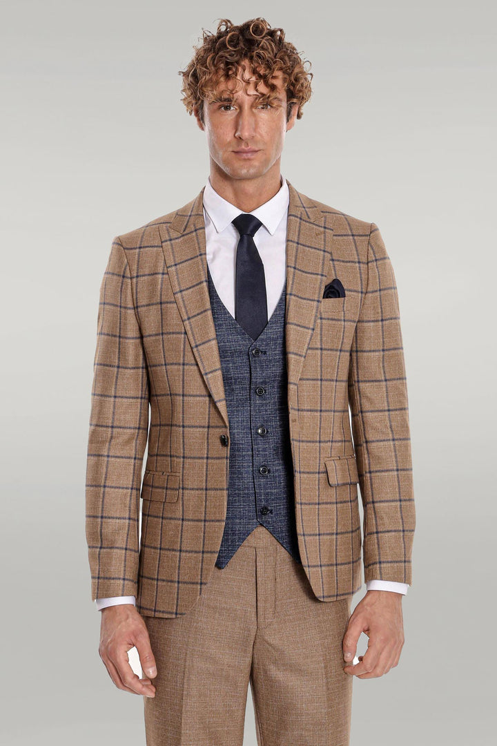 Costume Homme Marron à Motifs Coupe Slim - Wessi