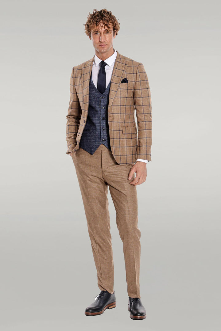 Costume Homme Marron à Motifs Coupe Slim - Wessi