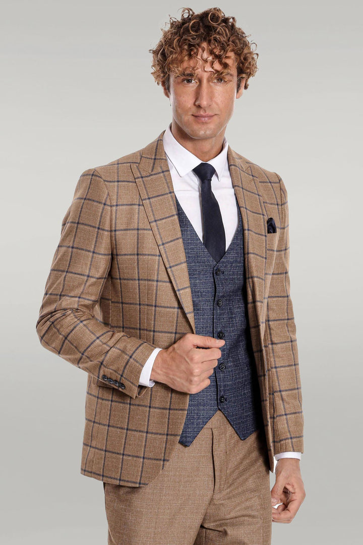 Costume Homme Marron à Motifs Coupe Slim - Wessi